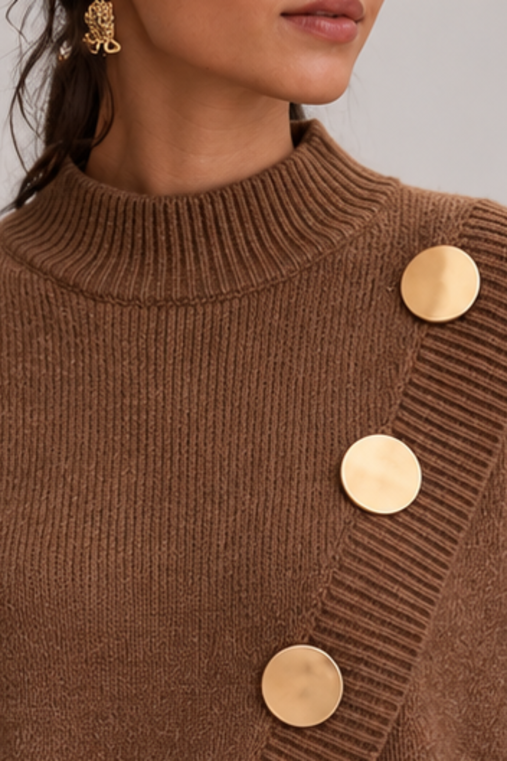 Marisse |  Button Turtleneck Sweater