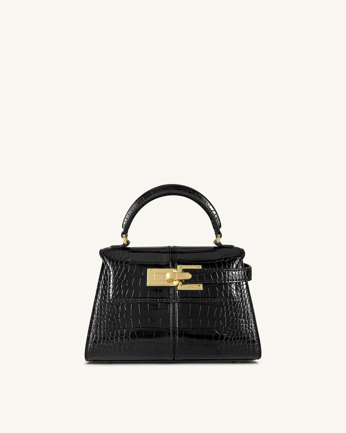 Elise Top Handle Bag - Black Croc