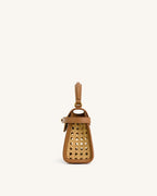 Elise Woven Top Handle Bag - Brown