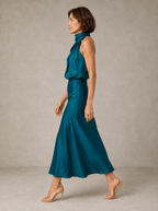 Felicia | Fluid Cowl Halter Dress