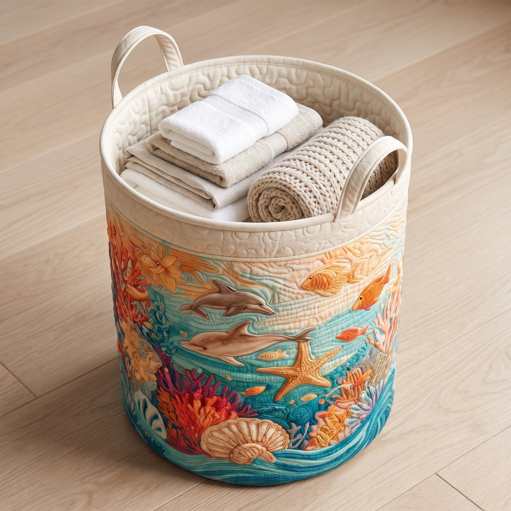 Sea Breeze | Hand-Quilted Laundry Basket