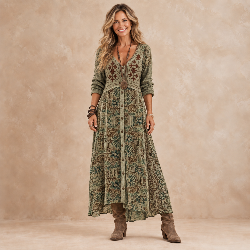Maribel | Vintage Botanical Maxi Dress
