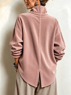 Gwyneth | Corduroy Wrap-Collar Button Top
