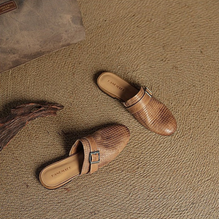 Cassie Genuine Leather Mules