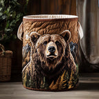 Bear's Forest Walk | Hand-Quilted Laundry Basket