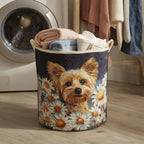 Floral Yorkie | Hand-Quilted Laundry Basket