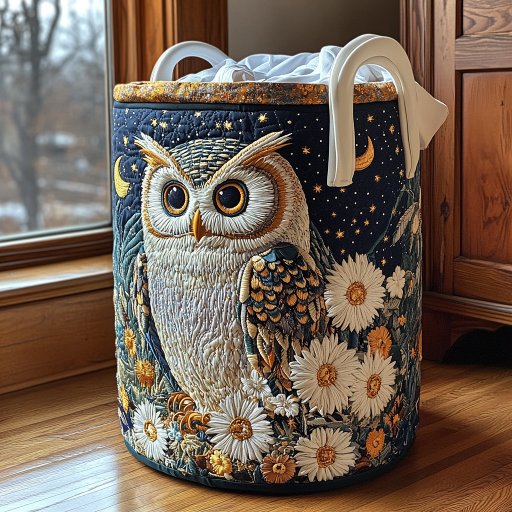 Owls | Hand-Quilted Laundry Basket