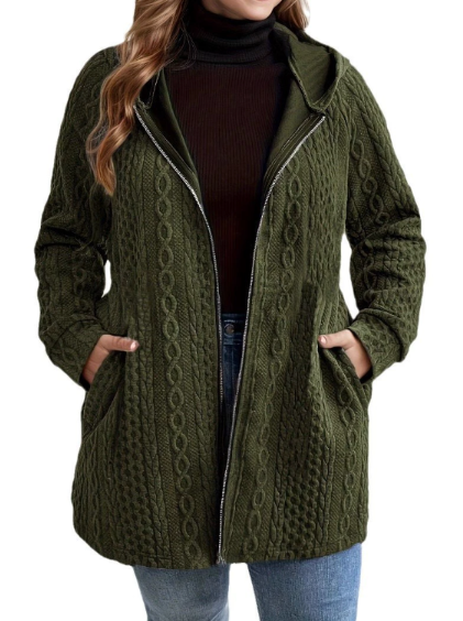 Cordella | Hooded Cable Knit Coat