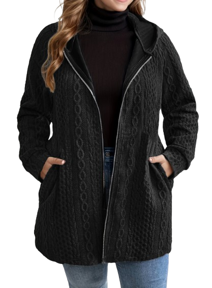 Cordella | Hooded Cable Knit Coat