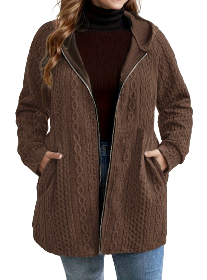 Cordella | Hooded Cable Knit Coat