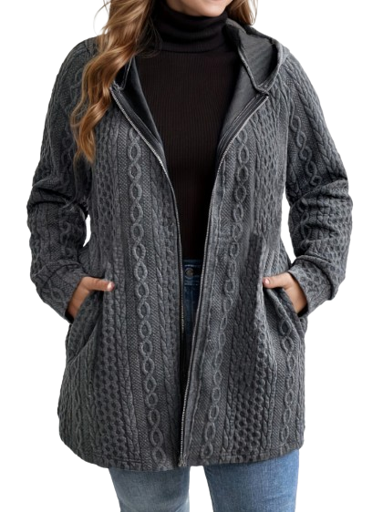 Cordella | Hooded Cable Knit Coat