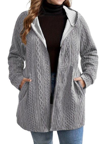 Cordella | Hooded Cable Knit Coat