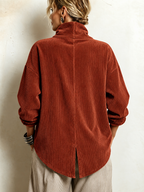 Gwyneth | Corduroy Wrap-Collar Button Top