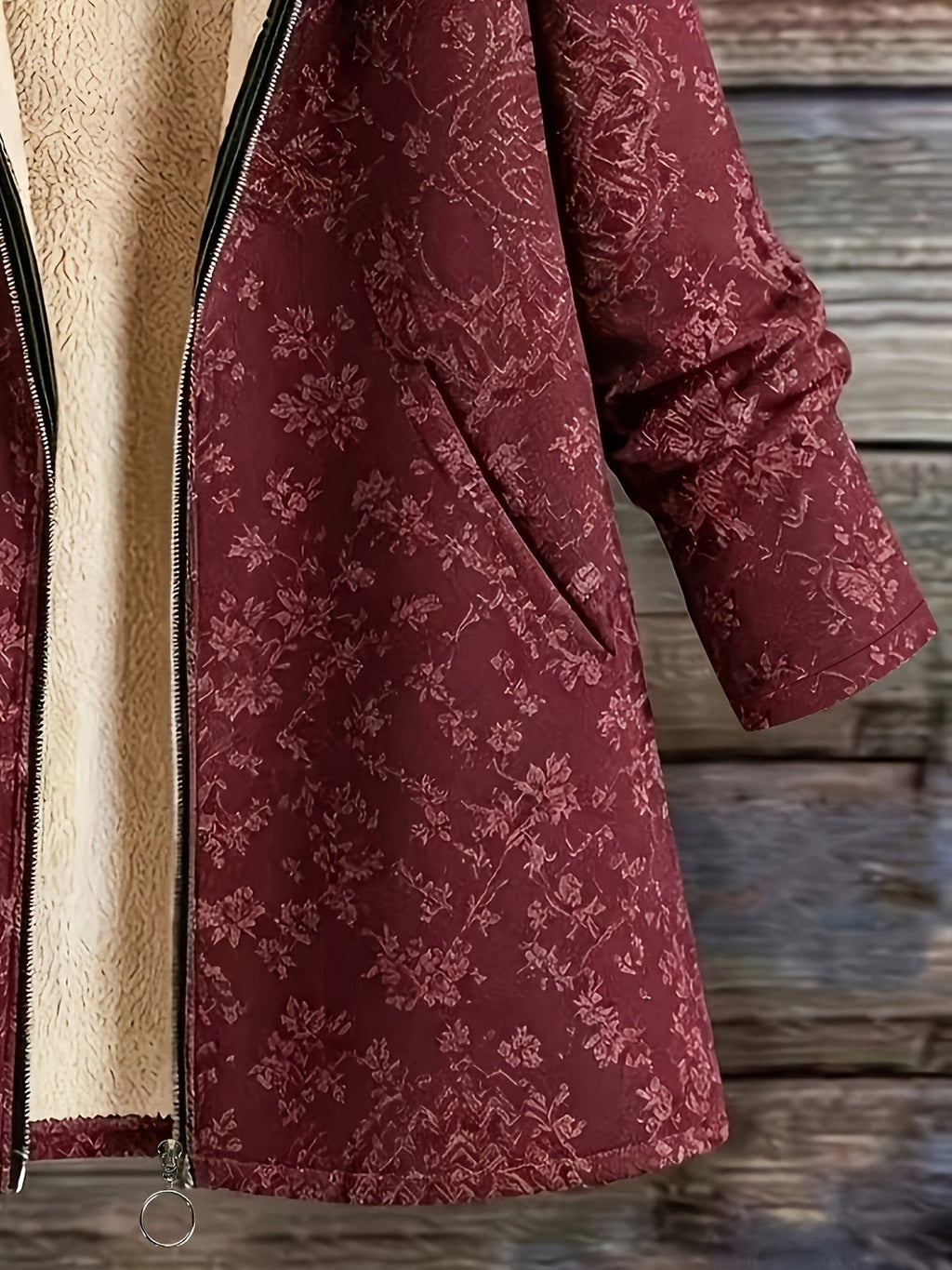 Rosemary™ | Fleece-Lined Floral Hooded Coat