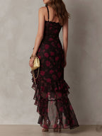 Delphine™ | Chic Flower Ruffle Hem Dress
