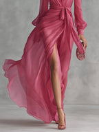 Juliette™ | Elegant Chiffon V-Neck Waistband Long Dress