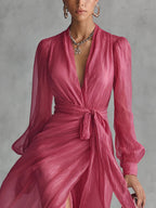 Juliette™ | Elegant Chiffon V-Neck Waistband Long Dress