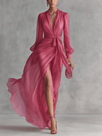 Juliette™ | Elegant Chiffon V-Neck Waistband Long Dress