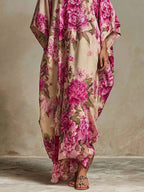 Élise™ | Floral Art Resort V-neck Batwing Sleeve Kaftan Maxi Dress