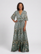 Evadne | Floral V Neck Short Sleeve Maxi Dress