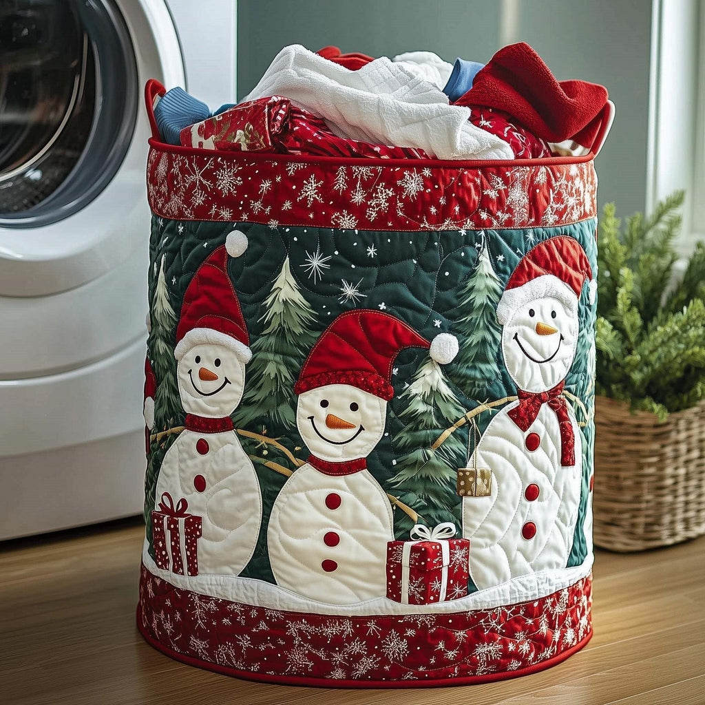 Merry Snowman | Hand-Quilted Laundry Basket