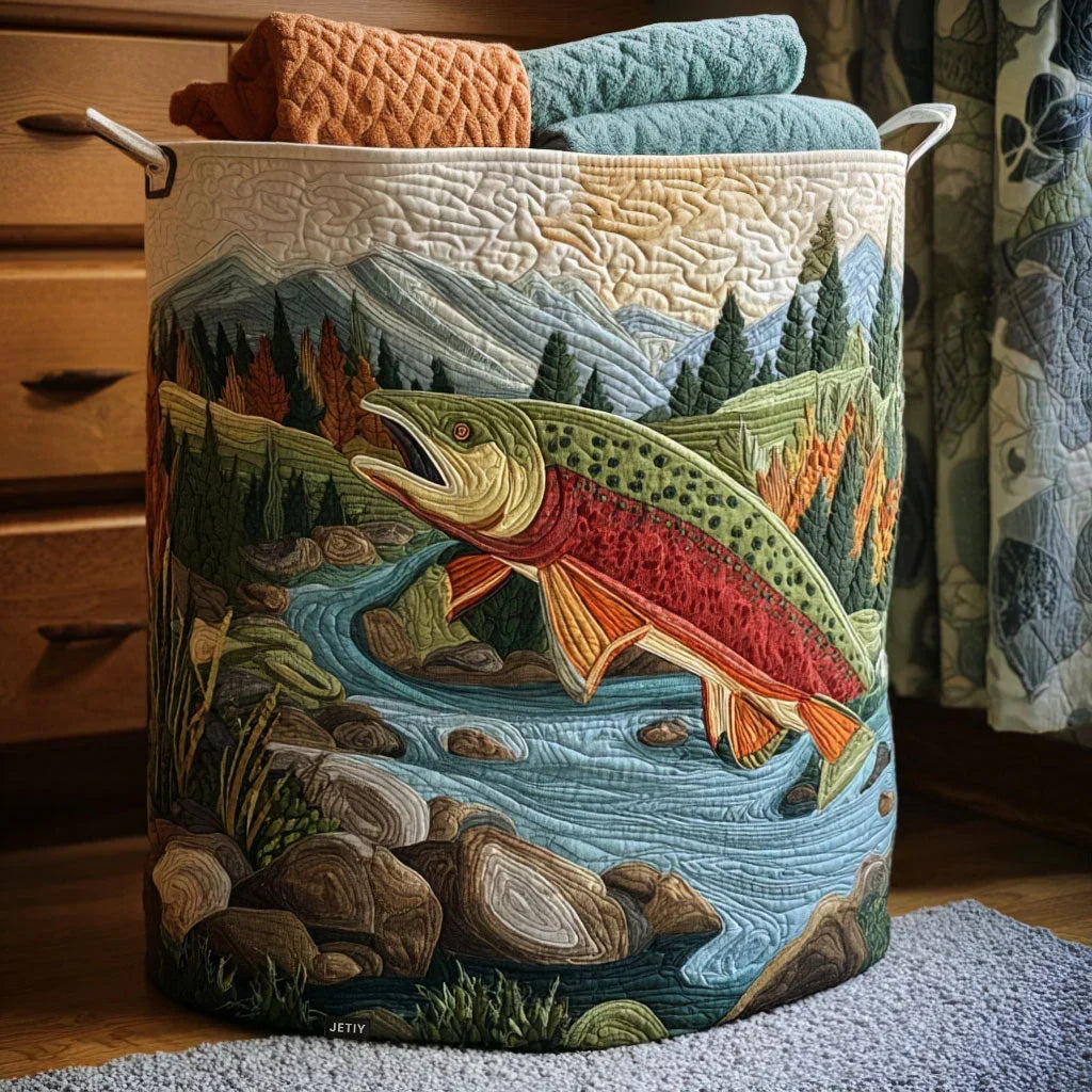 Mountain Trout | Hand-Quilted Laundry Basket