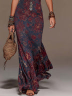 Béatrice™ | Retro Lace Halter Neck Floral Fishtail Maxi Dress