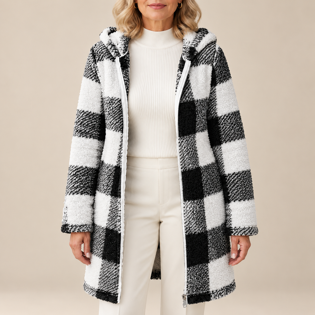 Rosabel | Plaid Hooded Teddy Coat