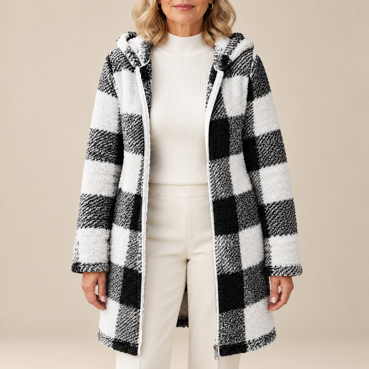 Rosabel | Plaid Hooded Teddy Coat