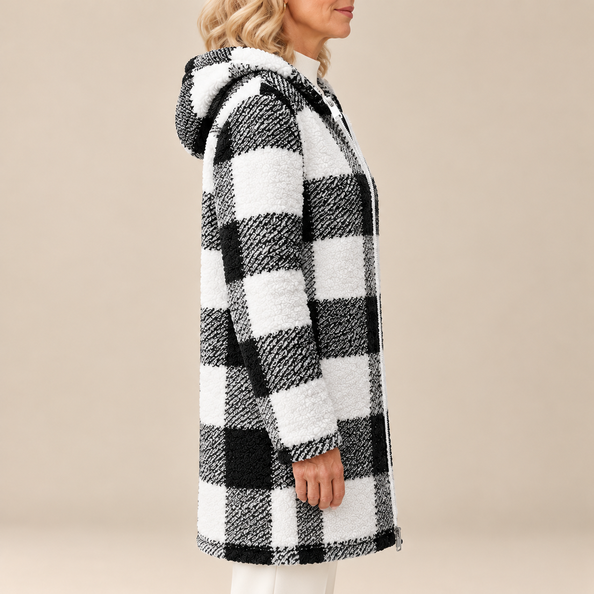 Rosabel | Plaid Hooded Teddy Coat