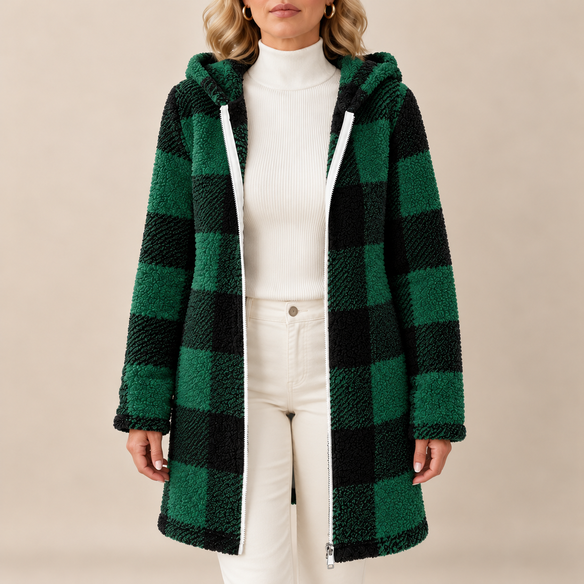 Rosabel | Plaid Hooded Teddy Coat