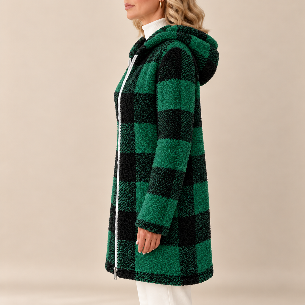 Rosabel | Plaid Hooded Teddy Coat