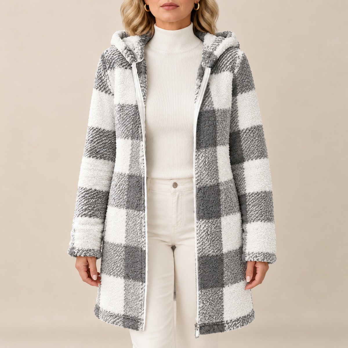 Rosabel | Plaid Hooded Teddy Coat