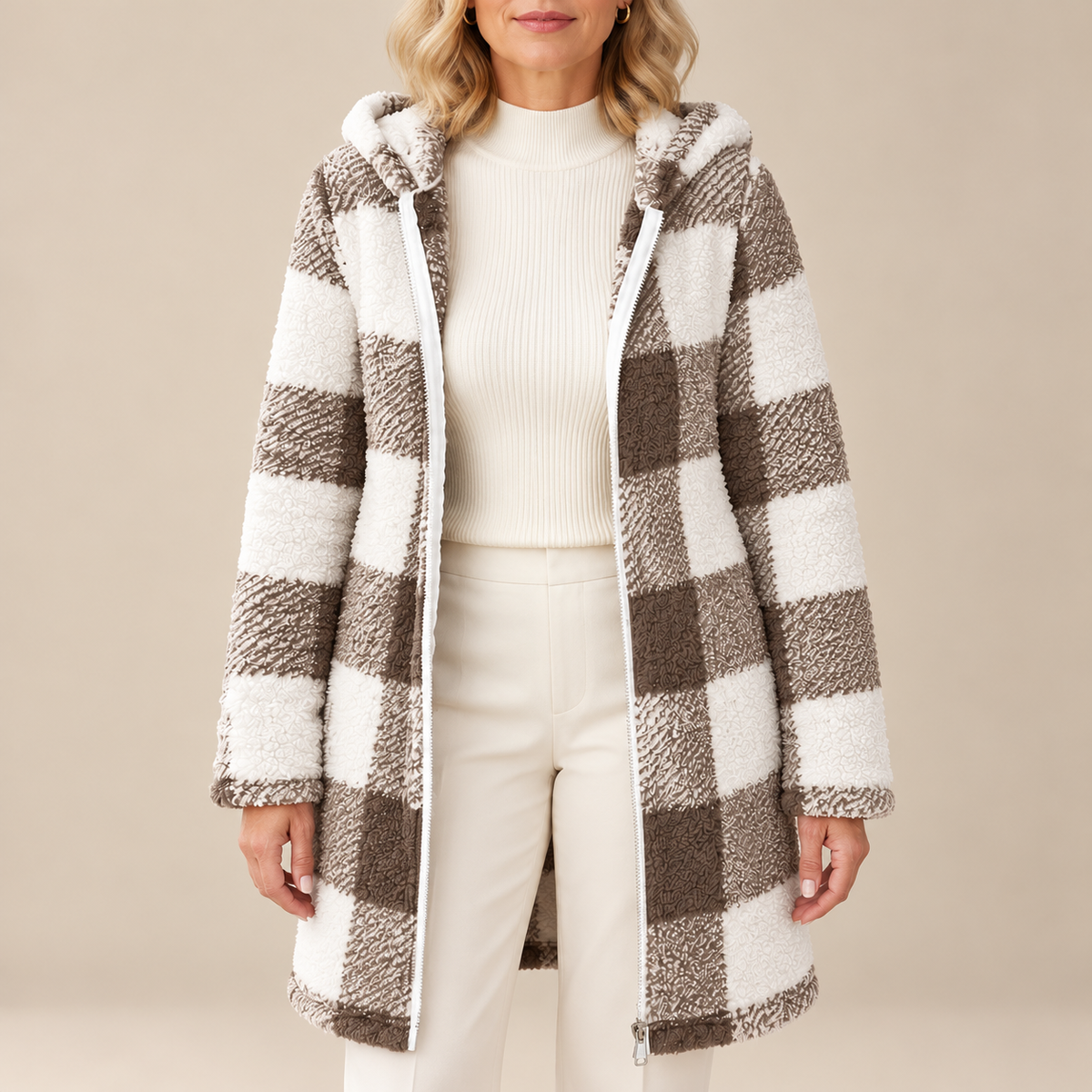 Rosabel | Plaid Hooded Teddy Coat