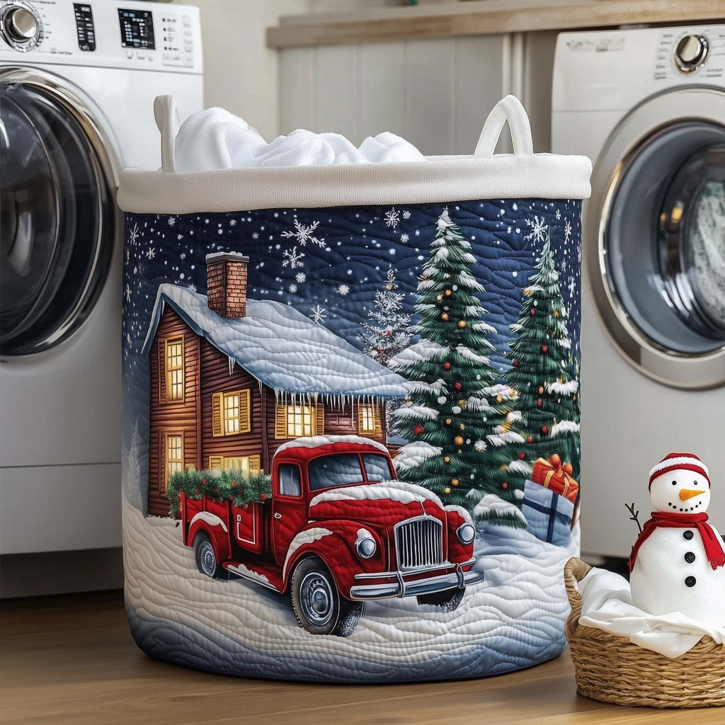 Snowy Lodge | Hand-Quilted Laundry Basket